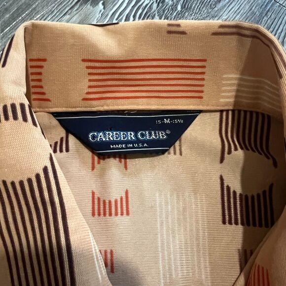 Vintage 70s Career Club Geometric Shirt M - Picture 3 of 7